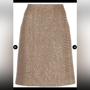 Ralph Lauren Purple Label Tan and Brown Houndstooth Skirt - Size 4